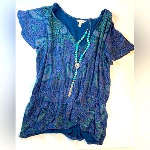 Lucky brand top. Blue and green.